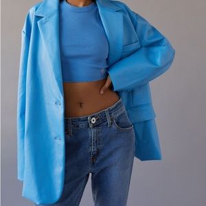 UO Hale Faux Leather Oversized Blazer